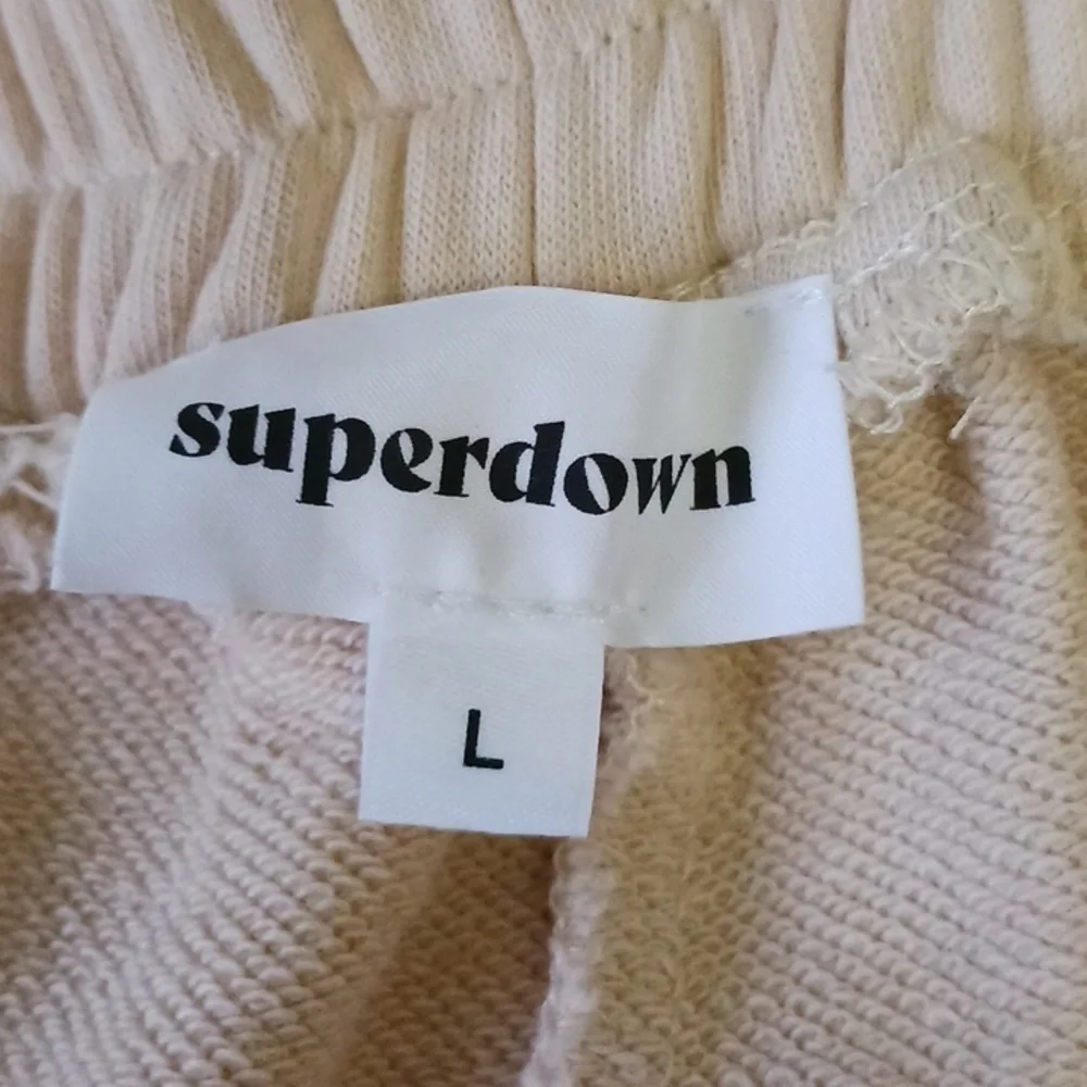 SUPERDOWN French Terry Joggers, Light Yellow/cream, Size L - Picture 7 of 11